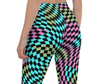 Checked Spandex Leggings: 80s Retro Rave Meggings