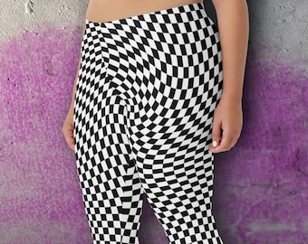Harlequin Leggings: Warped Checkered Meggings, Party Costume