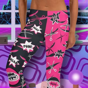 Leggings Pro Wrestling Style Tights for Women, Retro Gym & Sports Pants, Vibrant Alternative Fashion for Women, Dance Leggings