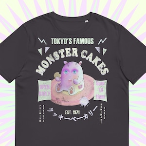 Graphic T-Shirt Anime Monster, Yume Kawaii Harajuku Vintage Japanese Organic Tee, Adorable Cartoon Gurokawa Streetwear Fashion Shirt