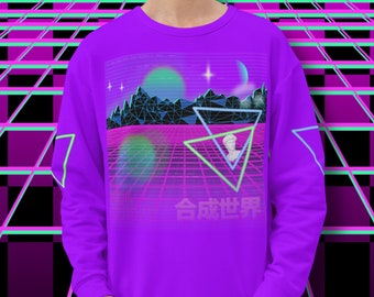 Unisex Sweatshirt 90s Retrowave, Synthwave Sportswear Pullover Vaporwave Aesthetic, Outrun Gamer Shirt, Cyberpunk Retro Video Games Top