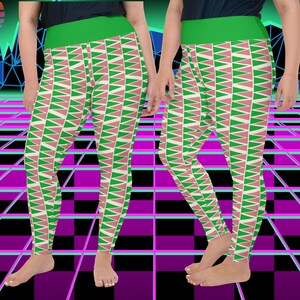 Plus Size Geometric Leggings: Green Harajuku Athleisure Pants (2X-6XL)