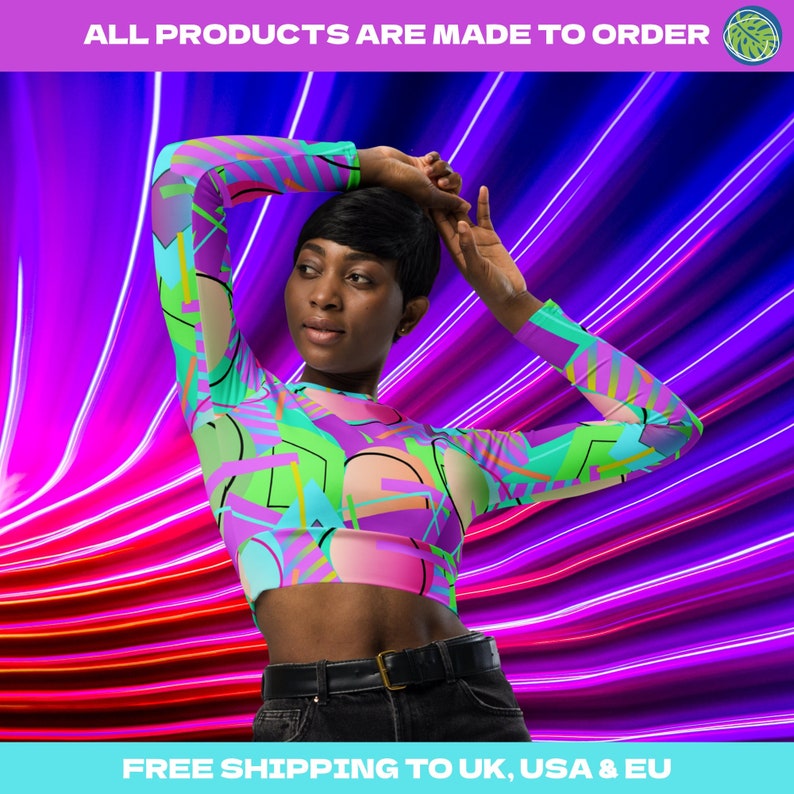 Zany Underboob Crop Top Memphis Style Clothing Rave Outfit Etsy