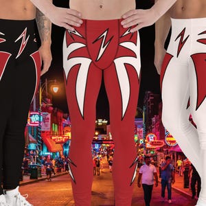 Mens Wrestling Icon Leggings: 90s Glam Rock Rave Gear