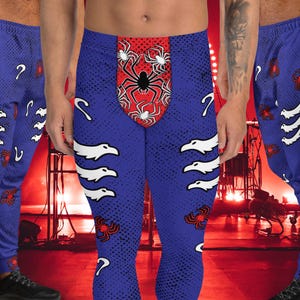 Mens Leggings Wrestling Superhero, Patriotic Glam Rock Fashion Joggers, Pro-Wrestling Tights, Rave Gear Pants, Halloween Cosplay Meggings
