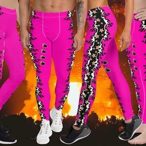 Men&#39;s Leggings Pro Wrestling Style Fashion Meggings for Guys, Retro Gym & Sports Pants, Vibrant Alternative Clothing for Men, Dance Tights