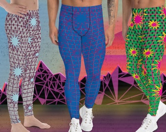 Mens Leggings Stars, Pro Wrestling Tights, Funky Fashion Meggings, Yoga Pants, Gym Outfit, Rave Gear, Dancewear, Running Tights, Wrestling