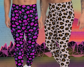 Mens Leopard Print Leggings: 80s Glam Rock Meggings