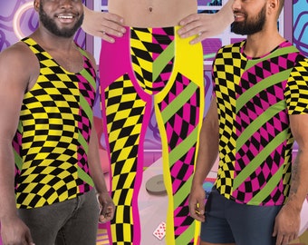 80s Style Wrestling Hero Outfit: Men&#39;s Leggings, Shirt, Tank Top