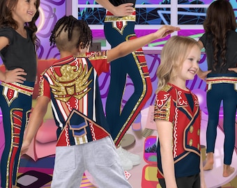 Kids Wrestling Outfit: Patriotic Leggings & T-shirt, Halloween Cosplay