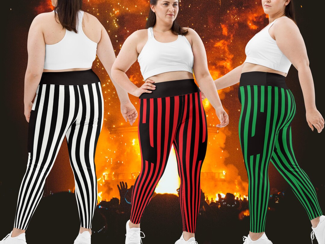 Glam Rave Plus Size Striped Leggings: Glam Rock Rave Cosplay - Etsy