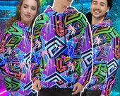 Vaporwave Menhera Hoodie Vibrant Retrowave Geometric Sweater Pullover Festival Clothing Harajuku Yami Kawaii Neoncore Fashion
