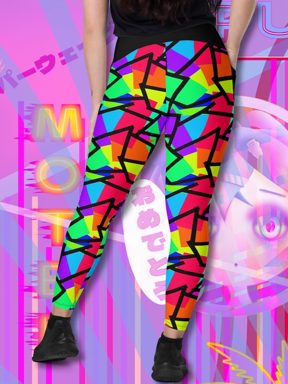 Patterned Leggings With Pockets, Neoncore Vintage 80s Memphis