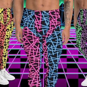 Neoncore Mens Leggings: Glam Rock Rave Gear, Pro-Wrestling Tights