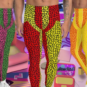 Wrestling Tights Leopard Skin, Mens Leggings, Performance Pants, Yoga Leggings Gym, Mens Rave Outfit, Mens Festival Meggings, BJJ Spats