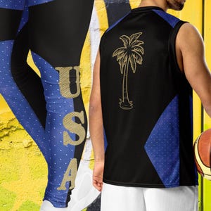 Men&#39;s Wrestling Outfit: Blue & Black Leggings Jersey, Cosplay Costume