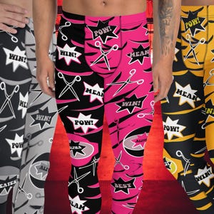 Mens Leggings Wrestling Fashion Meggings for Guys, Retro Gym & Sports Pants, Vibrant Pro-Wrestling Tights for Men, Halloween Dance Tights