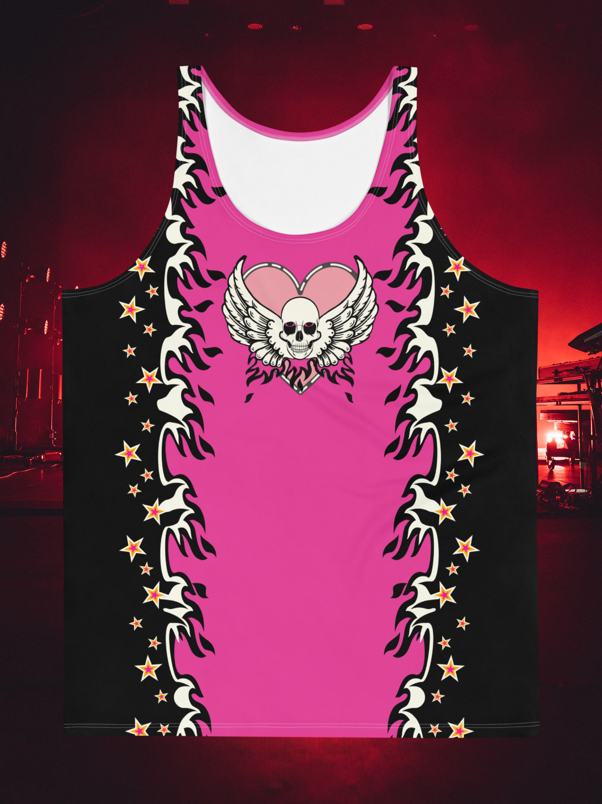Neoncore Pink Skull Tank Top: Pro Wrestling Style Gym Vest - Etsy