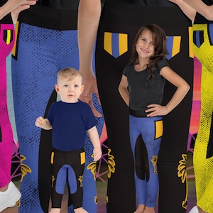 Kids Palm Tree Leggings: Retro 80s Wrestling Tights