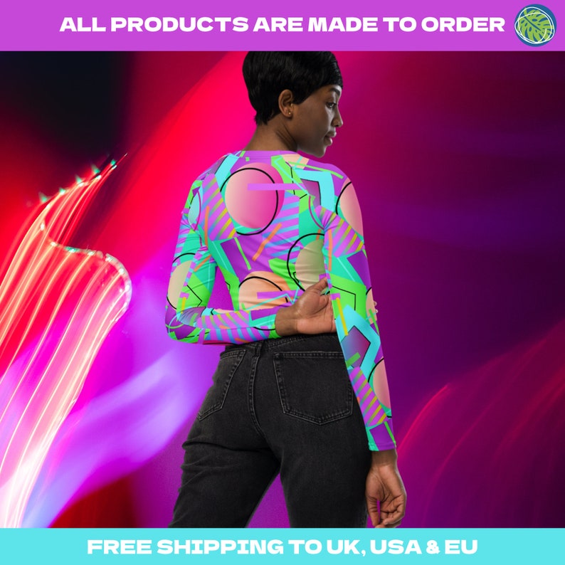 Zany Underboob Crop Top Memphis Style Clothing Rave Outfit Etsy