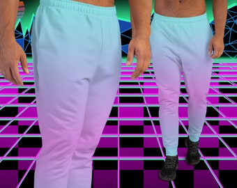 Mens Joggers 90s Vaporwave, Outrun Sweatpants for Men, Retrowave Loungewear Pants, Synthwave Rave Wear, Clubbing Outfit, Pyjama Bottoms