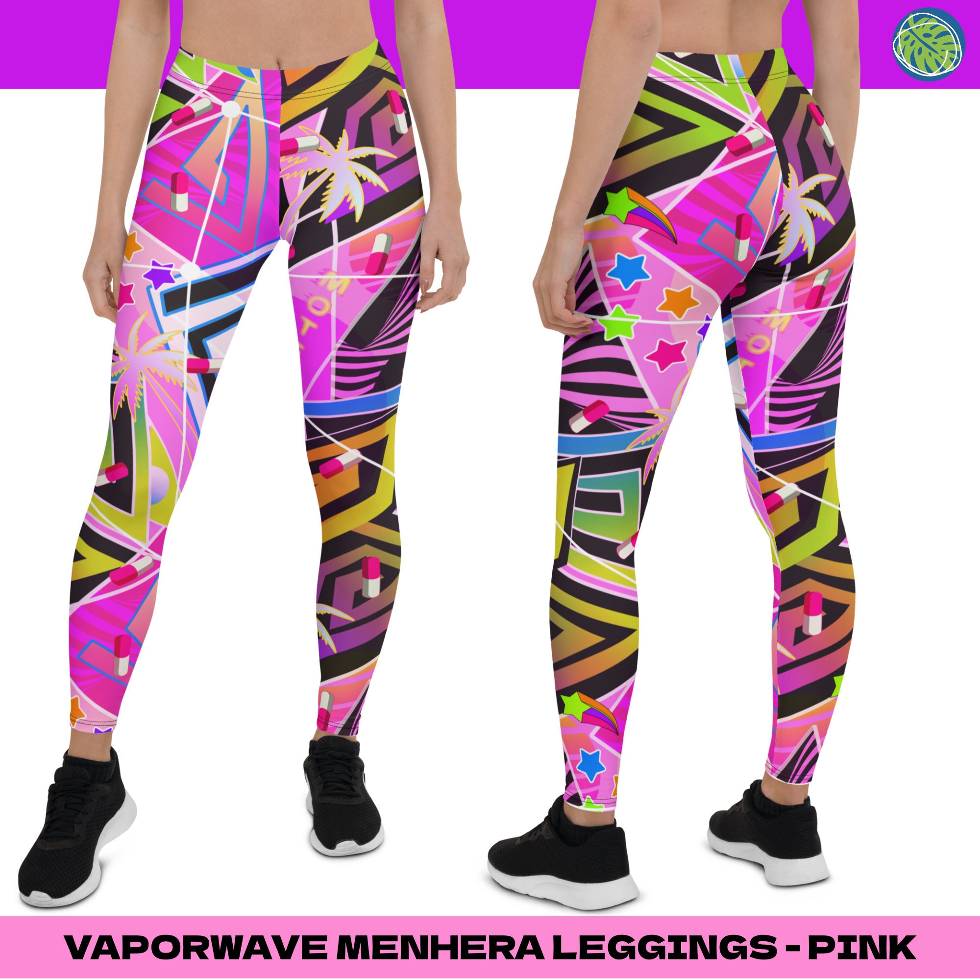 Vaporwave Menhera Women's Leggings Vibrant Retrowave - Etsy