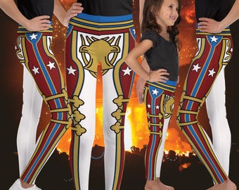 Kids & Youth Wrestling Hero Leggings: Circus Glam Rock Cosplay Tights