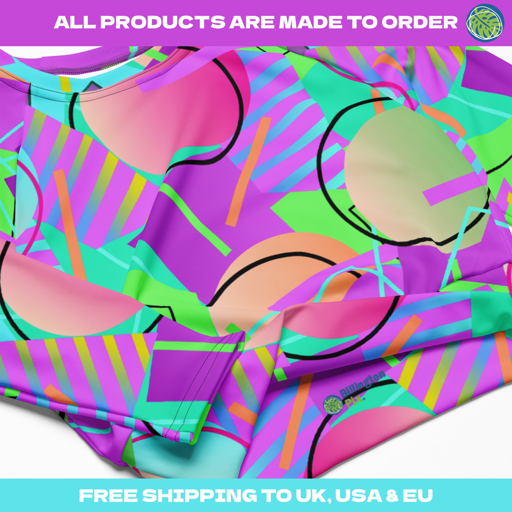 Zany Underboob Crop Top Memphis Style Clothing Rave Outfit Etsy