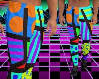 Joggers de diseño Memphis para hombre: ropa de estar por casa con estampado geométrico retro