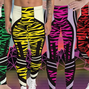 Mens Tiger Stripe Compression Leggings: Rave Gym Tights