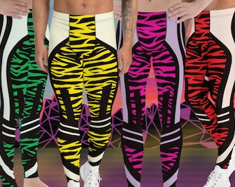 Mens Tiger Stripe Compression Leggings: Rave Gym Tights