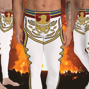 Mens Leggings Wrestling Hero, Military Glam Rock Fashion Leggings, Pro-Wrestling Tights, Rave Gear, Halloween Cosplay Meggings, Party Pants