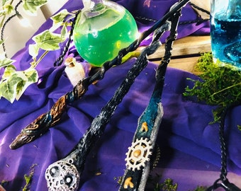 Handmade Magic Wand, Wizard Spells, Magical Cosplay, Witch Crystal Wand, Custom Wands, Wiccan Wand, Fairy Props