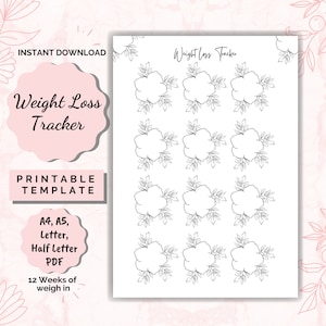 Weight Tracker 12 Weeks, Weight Loss chart, Motivational chart,  weight progress, A4 Printable PDF