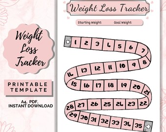 Weight Loss Tracker 35 lb/kg, Motivational chart, Weight Loss Chart, Weight Progress, A4 Printable PDF