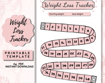 Weight Loss Tracker 40 lb/kg, Motivational chart, Weight Loss Chart,Weight Progress, A4 Printable PDF