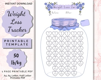 Weight Loss Jar 55 Lb/kg Printable, Weight Loss Chart, Weight Loss ...