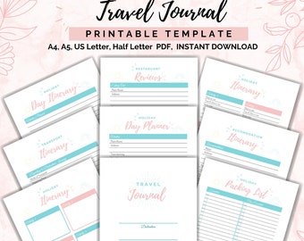Travel Journal, Trip Planner, Travel Itinerary, Vacation Planner Bundle, Travel Planner, road-trip planner, Packing list, Printable PDF