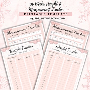 36-Wochen Abnehm-Tracker: Messtabelle (A4 druckbares PDF)
