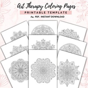 Mandala Coloring Pages Mental Health Motivational Quotes Etsy