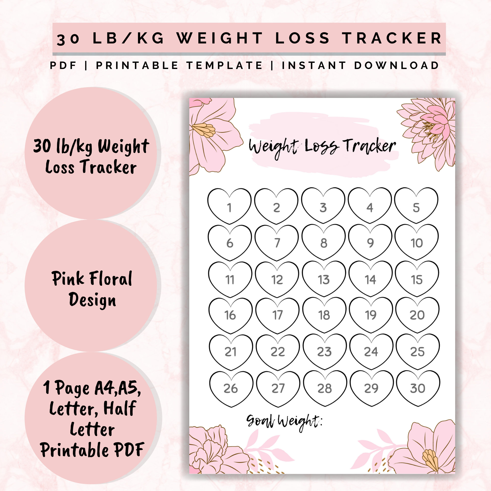 Weight Loss Calendar Tracker Printable Free