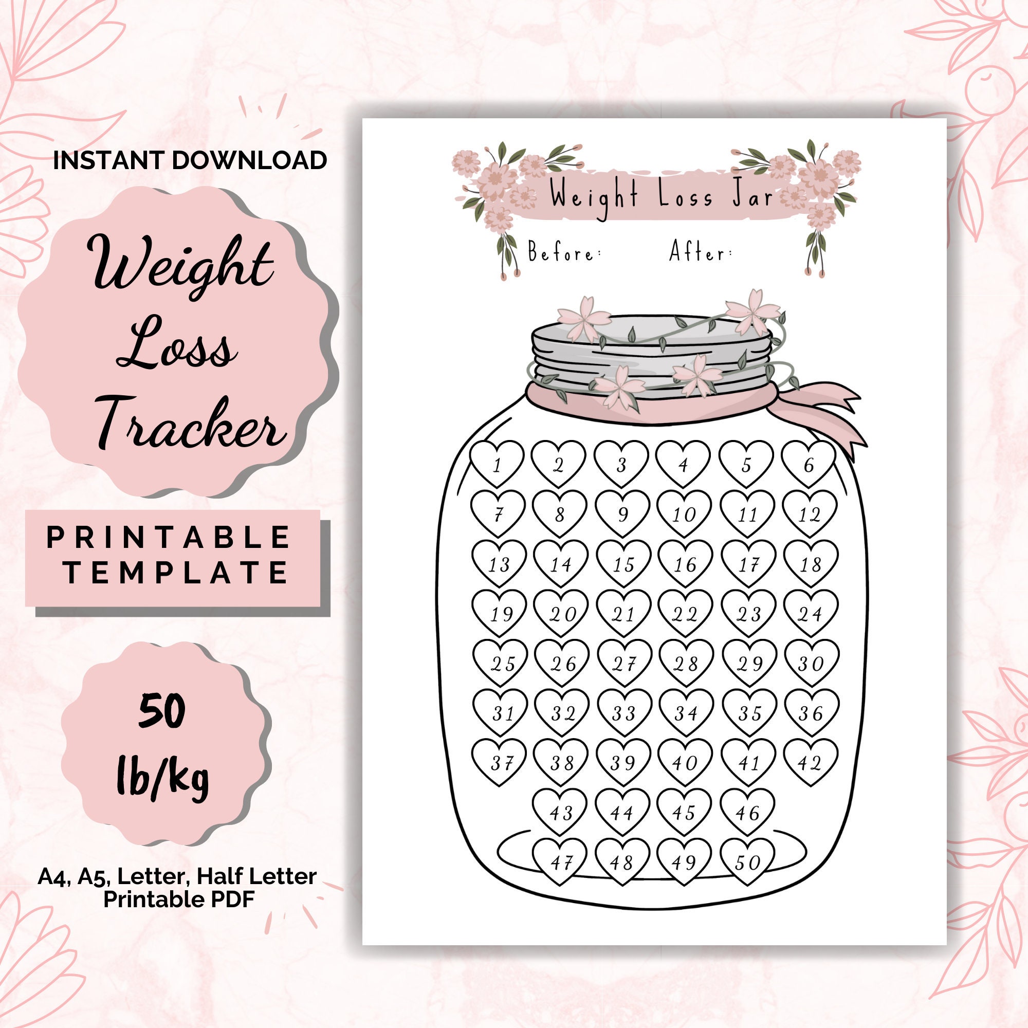 Weight Loss Tracker Printable Jar 30lbs 30kg Motivational Lupon gov ph