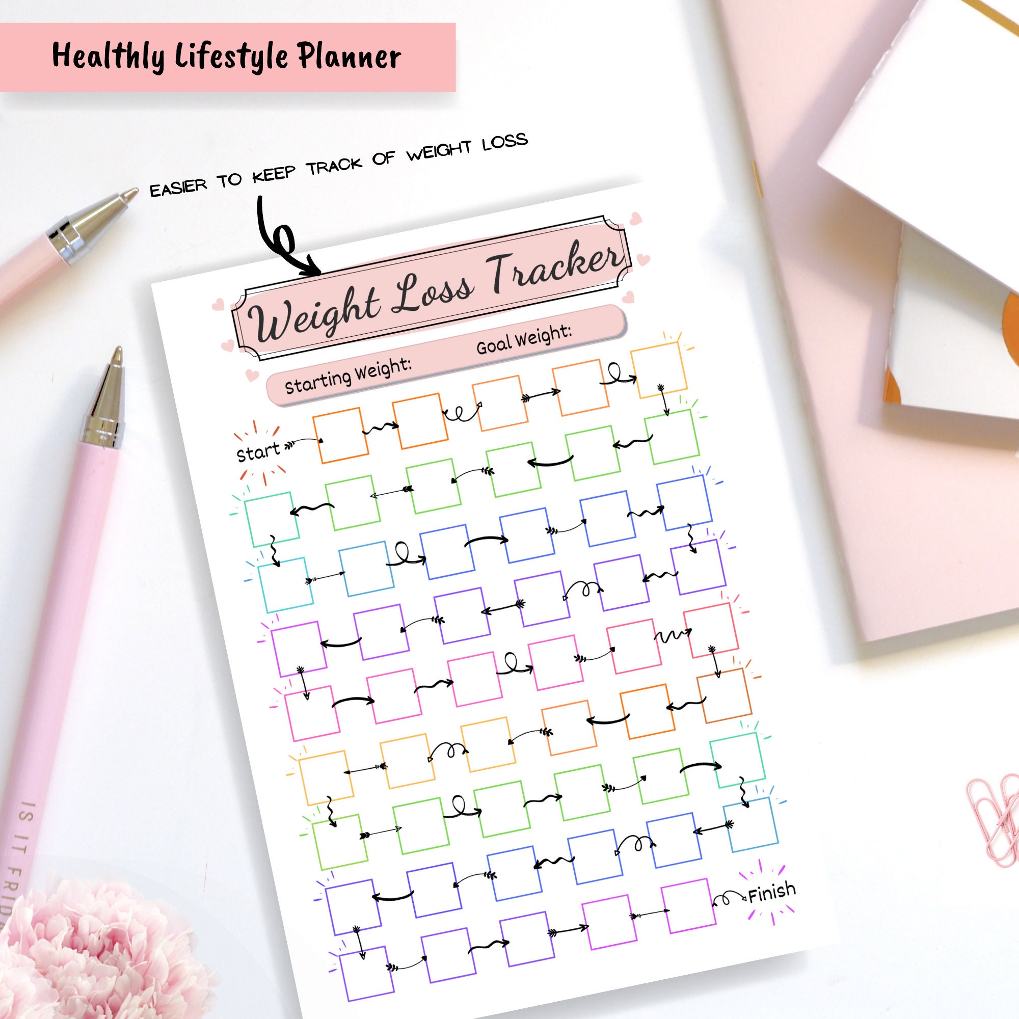 52 Week Weight Loss Tracker Printable: Motivational Chart (digital ...