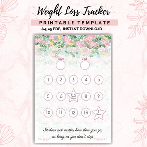 Weight Loss Tracker Printable 1 Stone Weight Loss Chart - Etsy