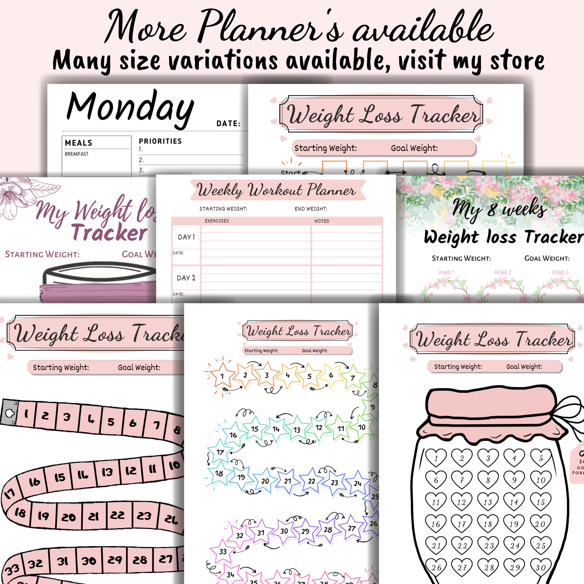Weight Loss Tracker Printable 50 Lb/kg Weight Loss Chart - Etsy