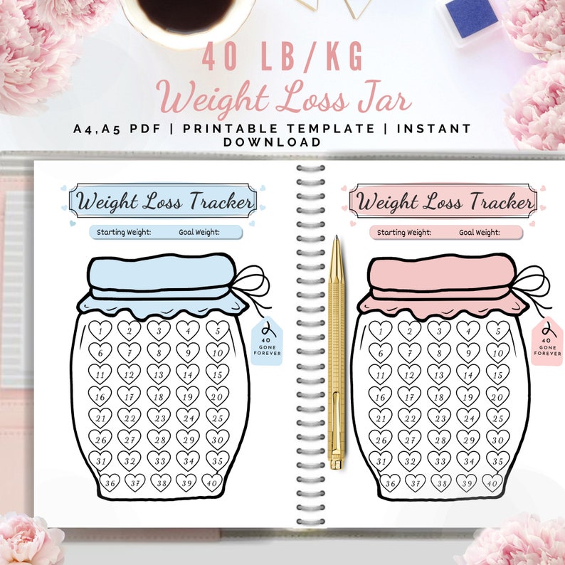 Weight Loss Jar 40 Lb/kg, Weight Loss Tracker, Weightloss Planner ...