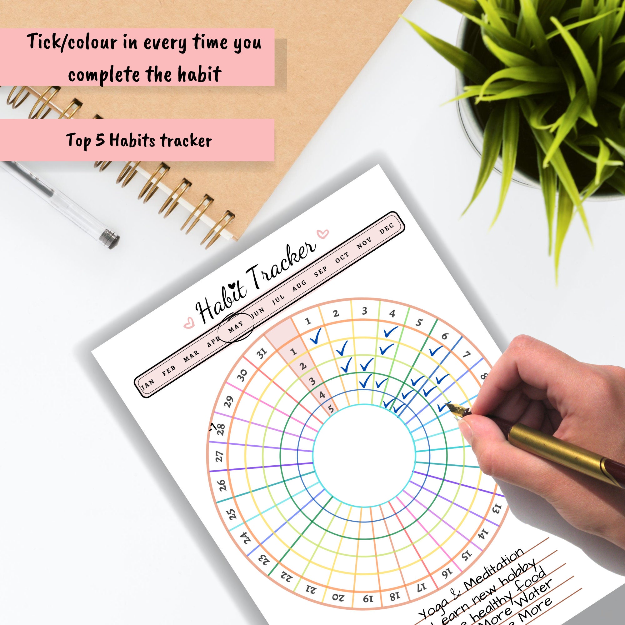 Circle Habit Tracker: Printable Routine Log (A4, A5 PDF) - Etsy
