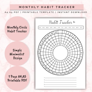 Circle Habit Tracker Printable, Routine Log, Routine Planner, Habit Log ...