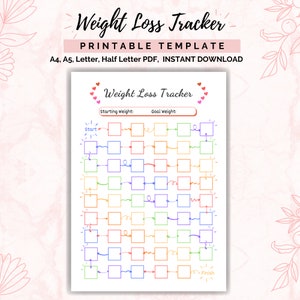 Weight Loss Tracker 52 Weeks, Weight Loss chart, Motivational chart, weight progress, A4 Printable PDF image 8