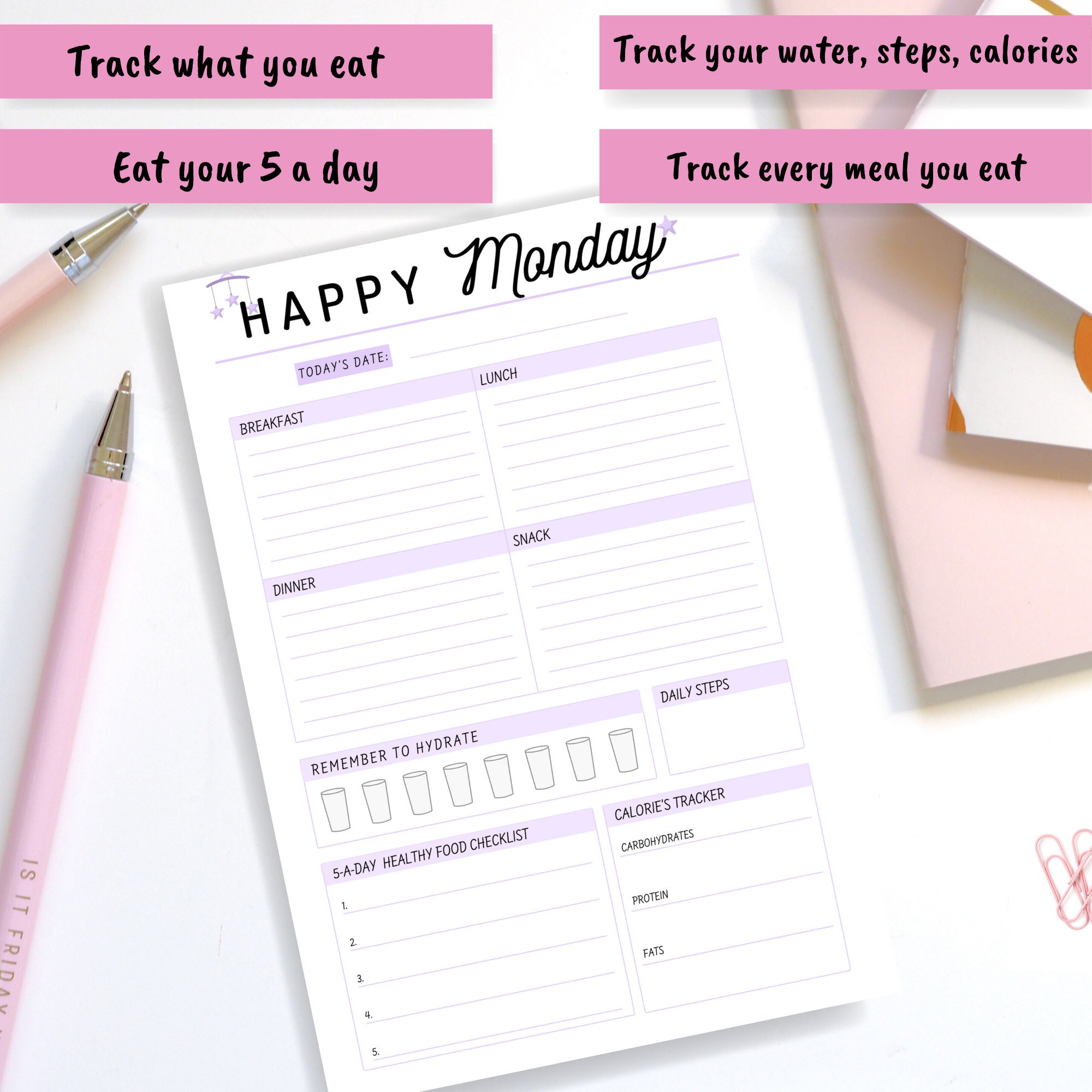 daily meal planner templates weekly meal plan weekly food etsy
